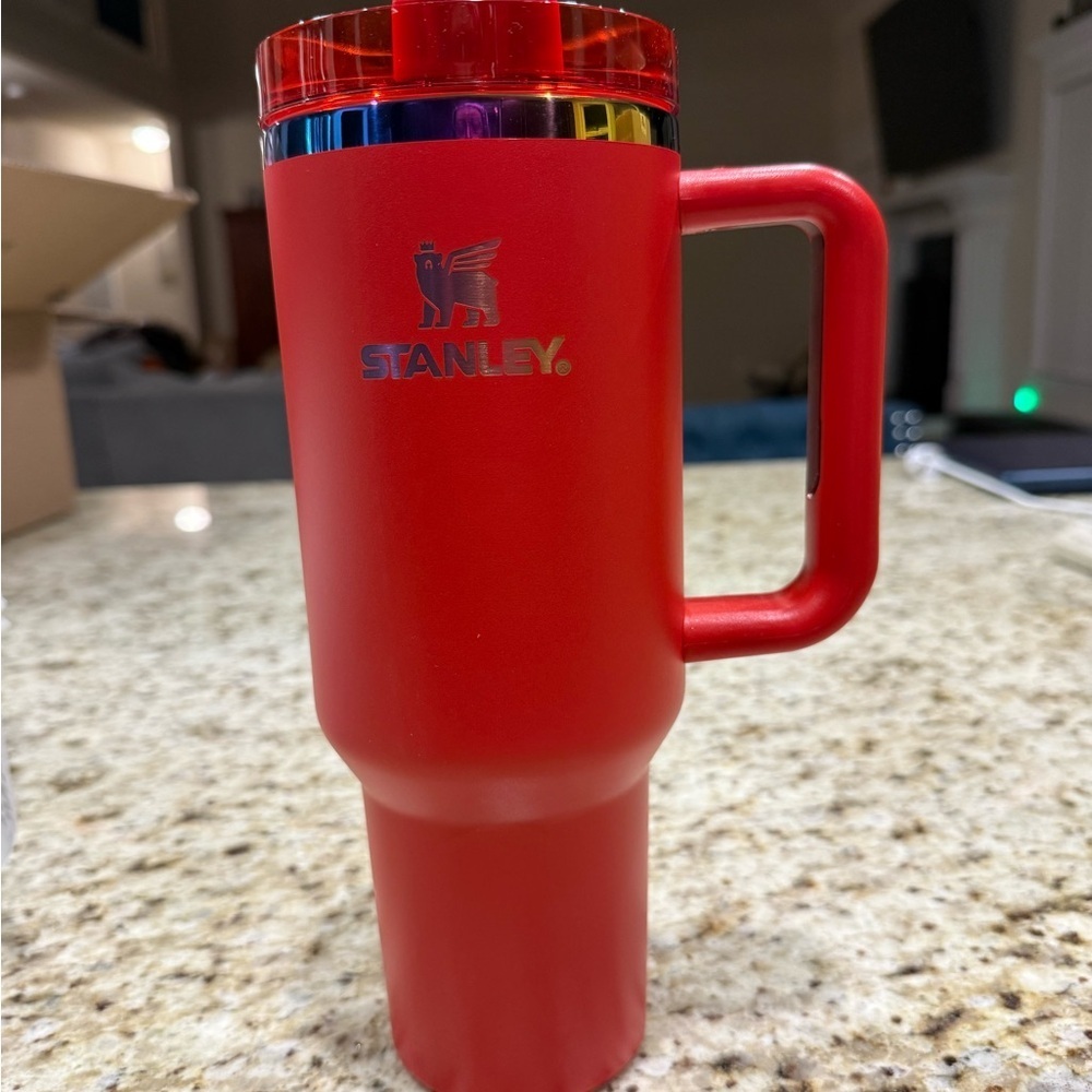 Stanley Red with Chrome Accents Travel Mug - Picture 1 of 3
